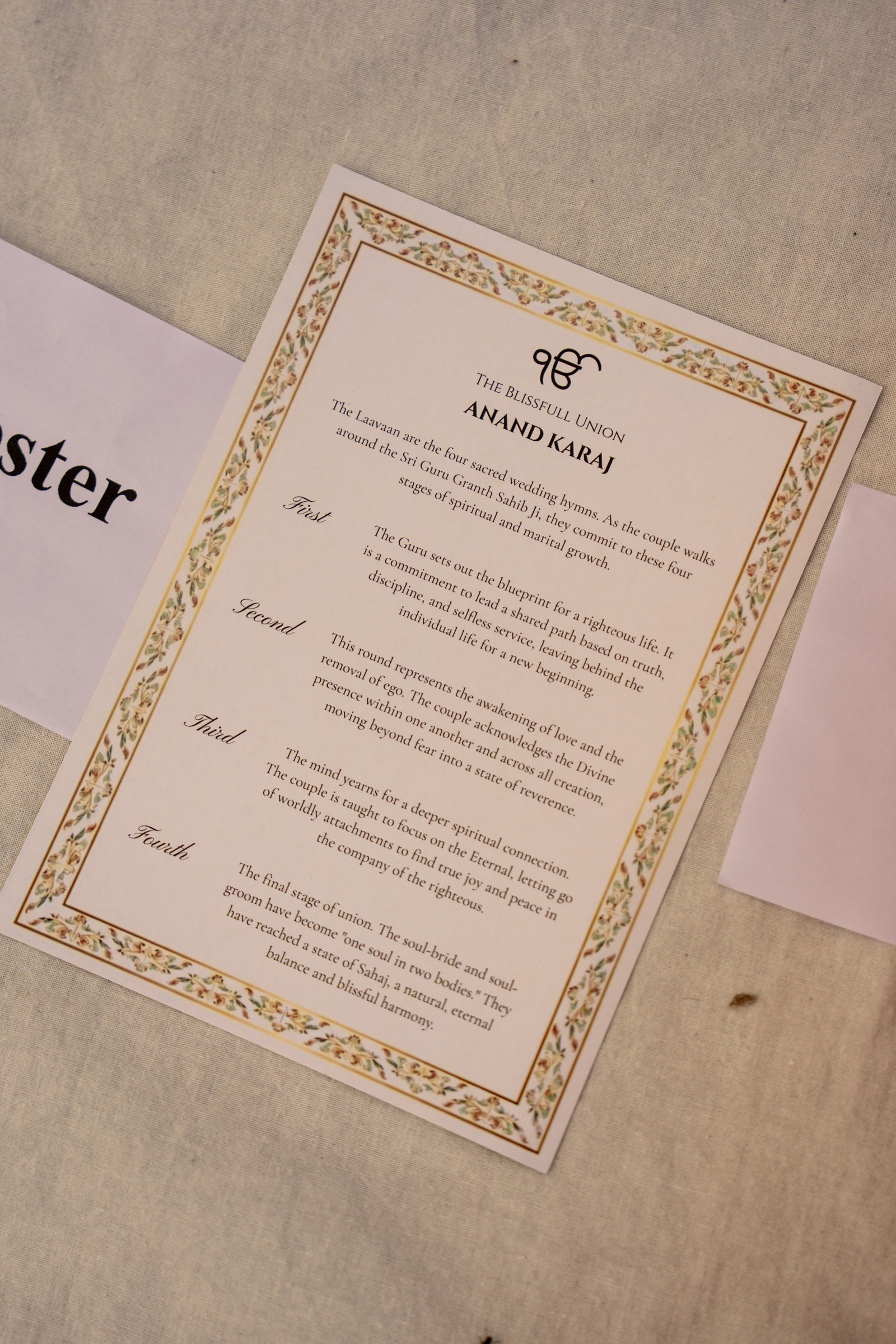 Printed Anand Karaj programme from a real Sikh wedding