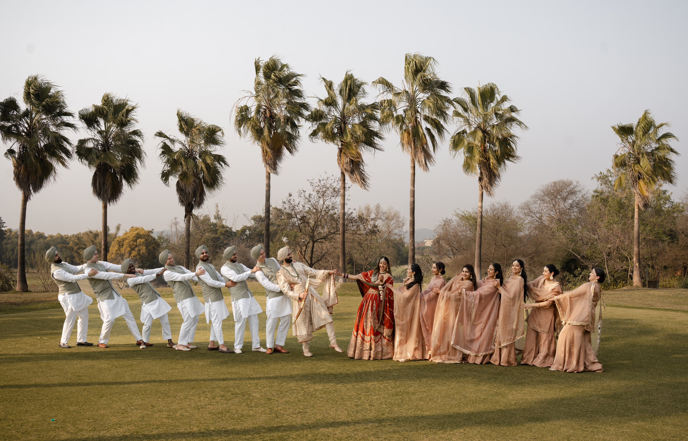 Wedding party portrait after a Punjabi Sikh wedding