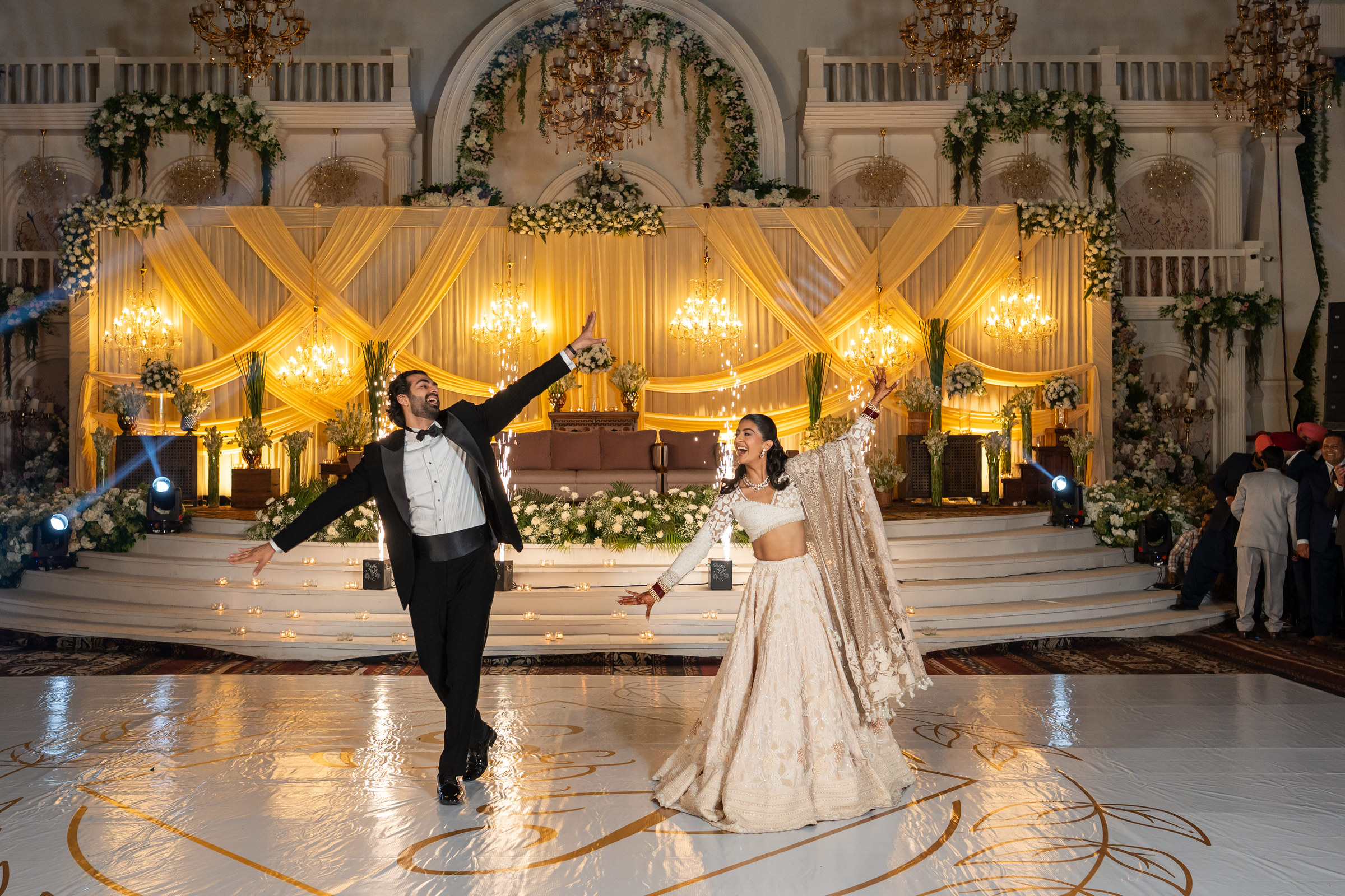 Couple sharing their first dance at the wedding reception