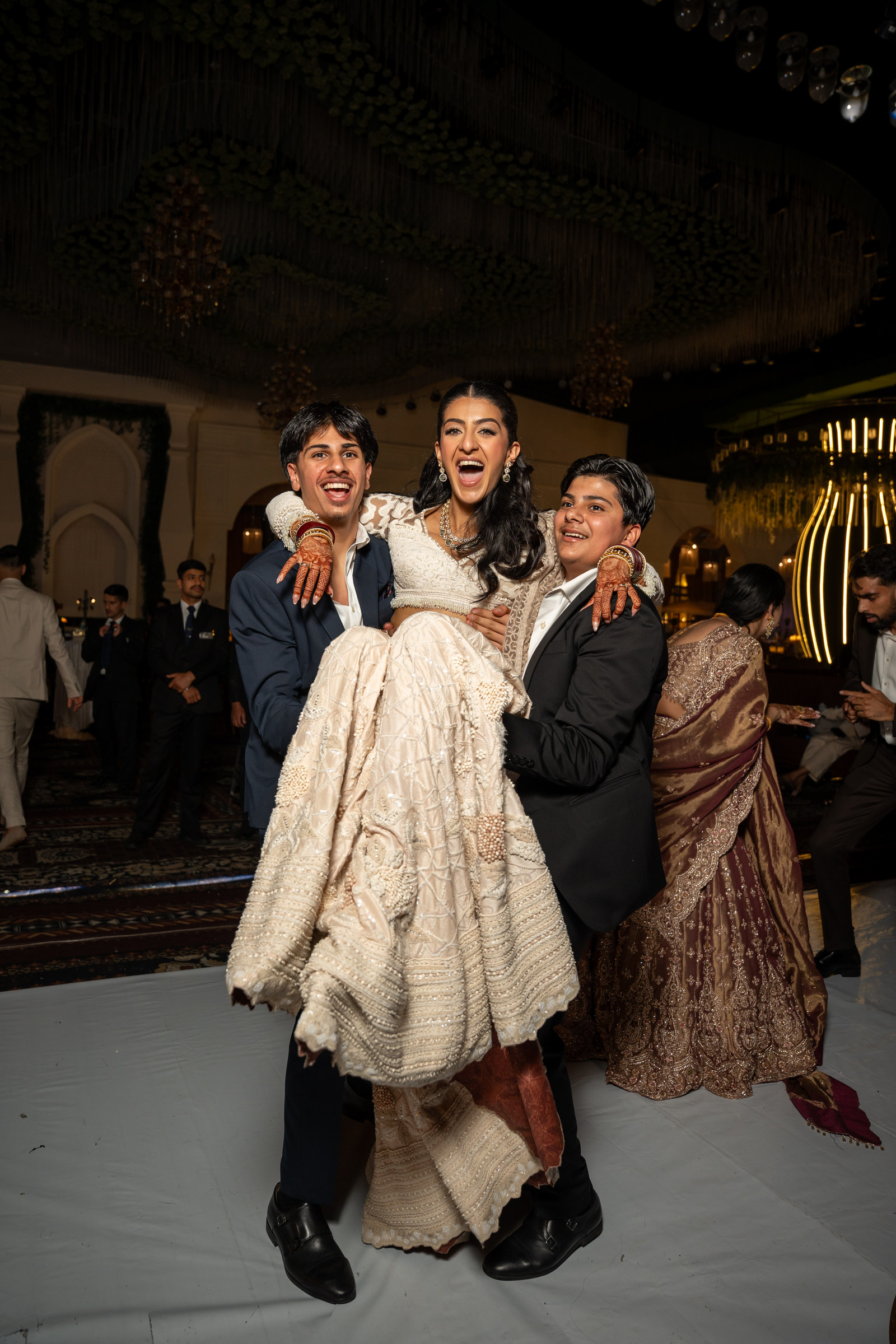 Evening celebration at a real Punjabi wedding reception